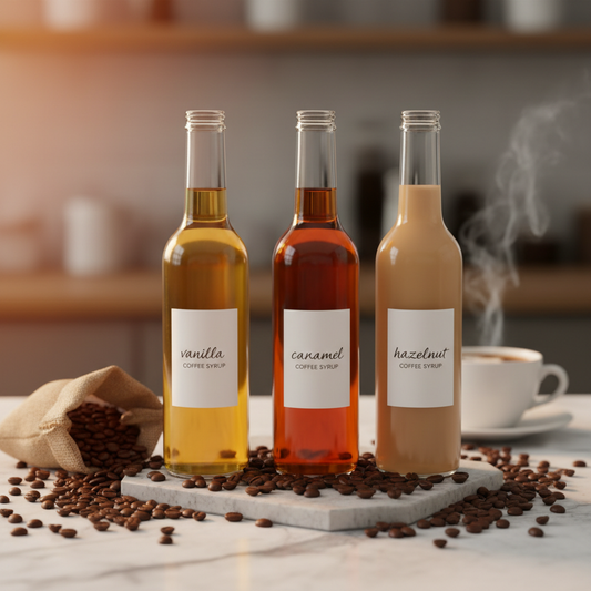 Flavored Coffee Syrup bottles